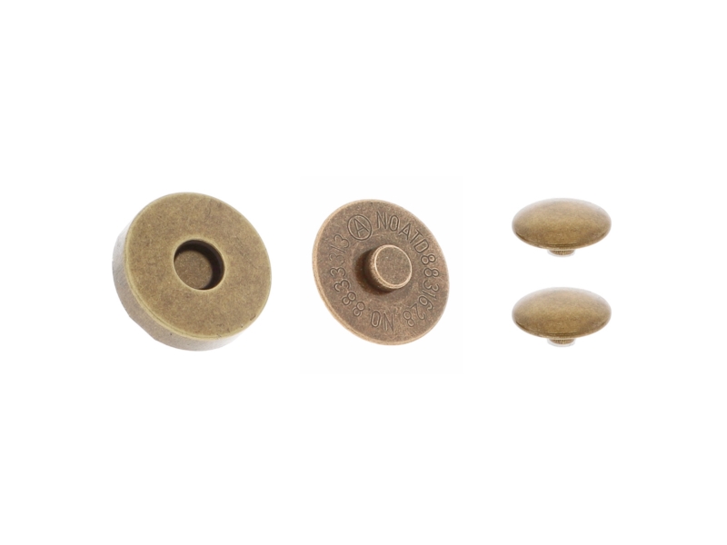 Rundes magnet mit doppeldrückknopfen 18/18 mm altgold 100 st.