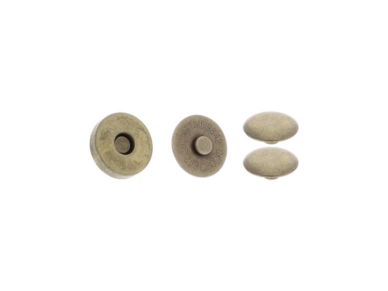 Rundes magnet mit doppeldrückknopfen 14/14 mm altgold 200 st.