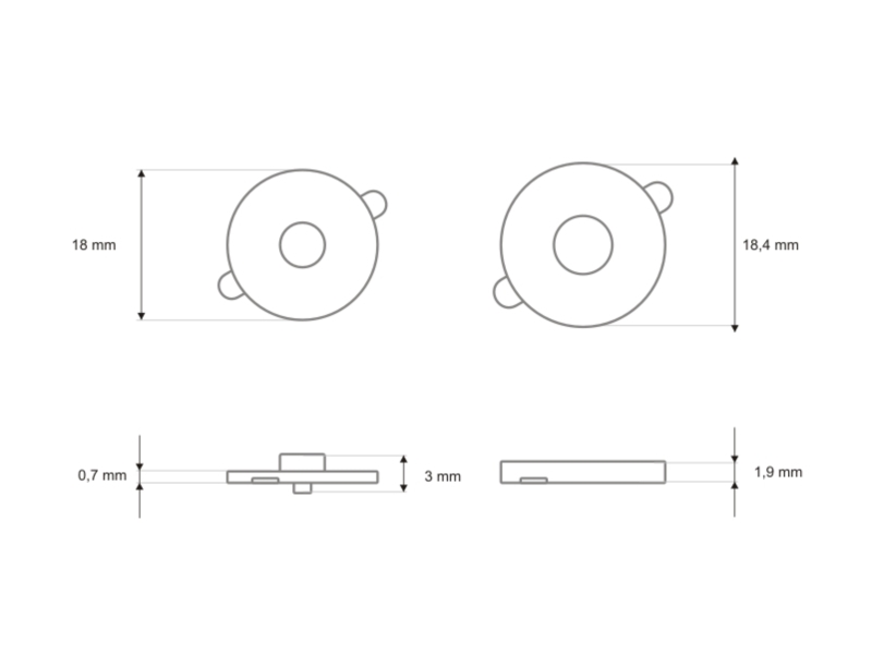 Magnetic button round 18/18 mm black nickel 100 pcs