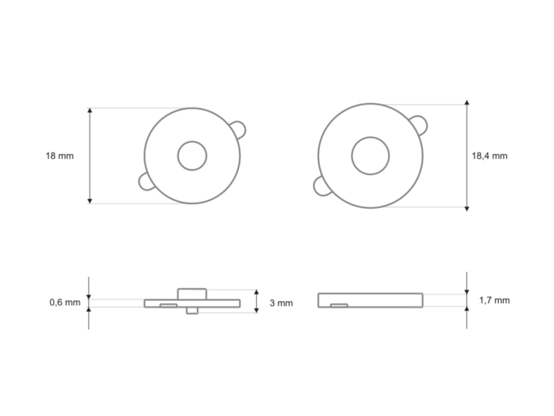 Rundes magnet 18/18 mm licht gold 100 st.