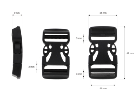 Klamra plastikowa 19x47 mm Berenika czarna