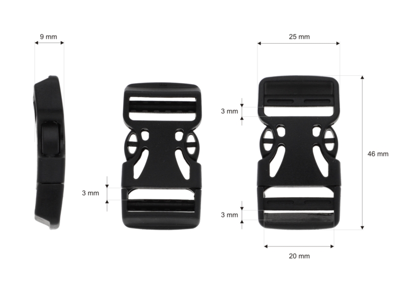 Klamra plastikowa 19x47 mm Berenika czarna