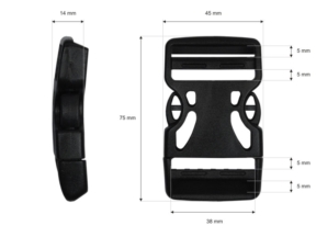 Klamra plastikowa 38x75 mm Berenika czarna