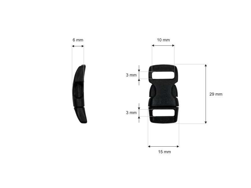 Plastic buckle 10 mm laura black 100 pcs