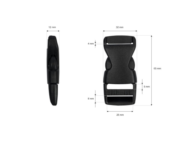 Plastic buckle 25 mm halszka black 100  pcs