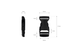 Klamra plastikowa 20x51 mm Halszka czarna Premium
