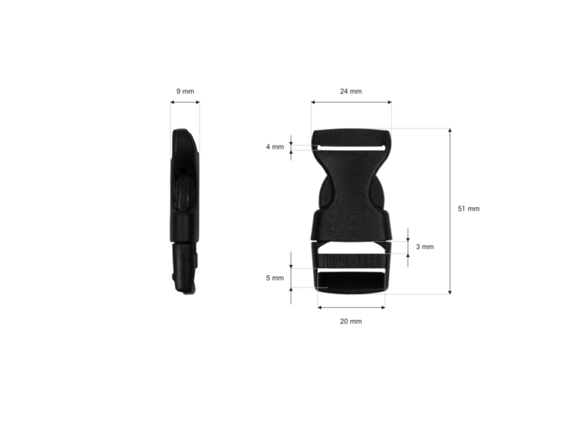 Plastic buckle 20 mm halszka black 100 pcs