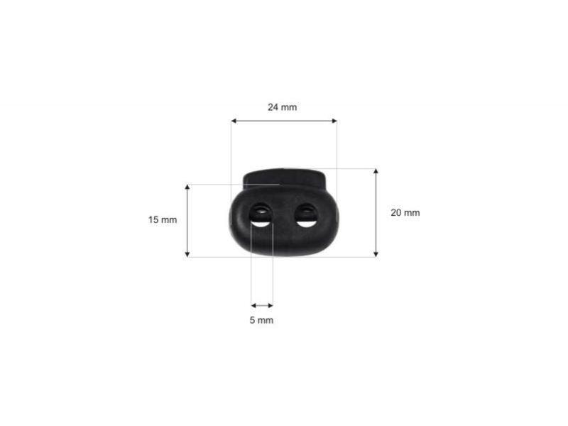 Plastic string stopper 5 mm (305-3283) double black 100 pcs