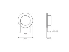 Oczko metalowe z podkładką 18/27/5.8 mm nikiel