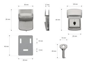 Zamek do teczki metalowy 28/42 mm a338 nikiel