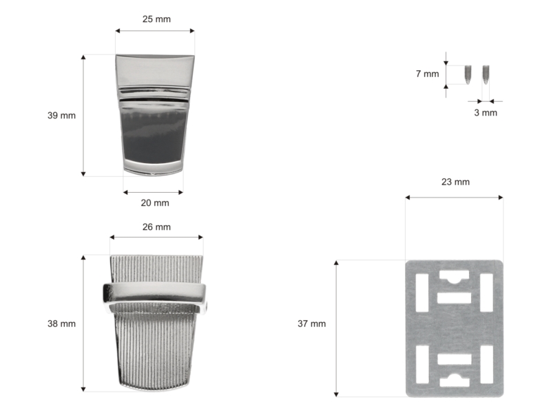 Briefcase lock 25/37 mm a47  nickel&nbsp14 pcs