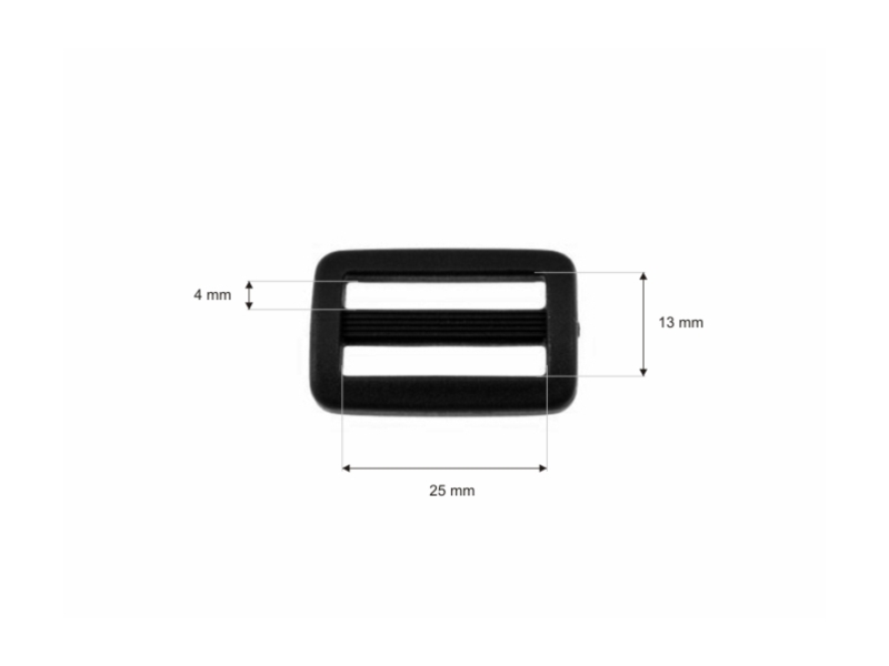Plastic slide buckle 25/13 mm Ignacy black 100 pcs