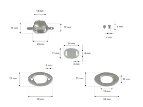 Zamek do teczki metalowy 38/22 mm a142 nikiel