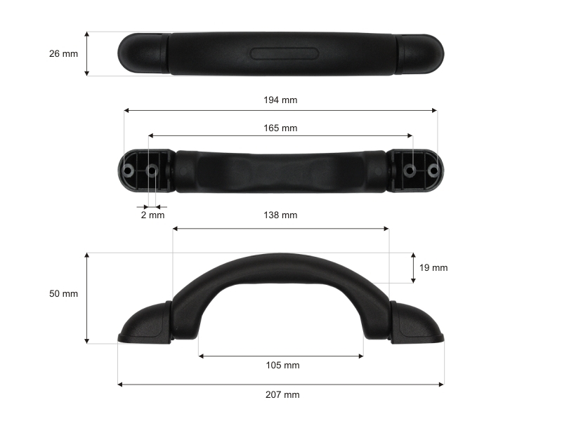 Handgriff aus kunststoff 26/203 mm schwarz 1 st.