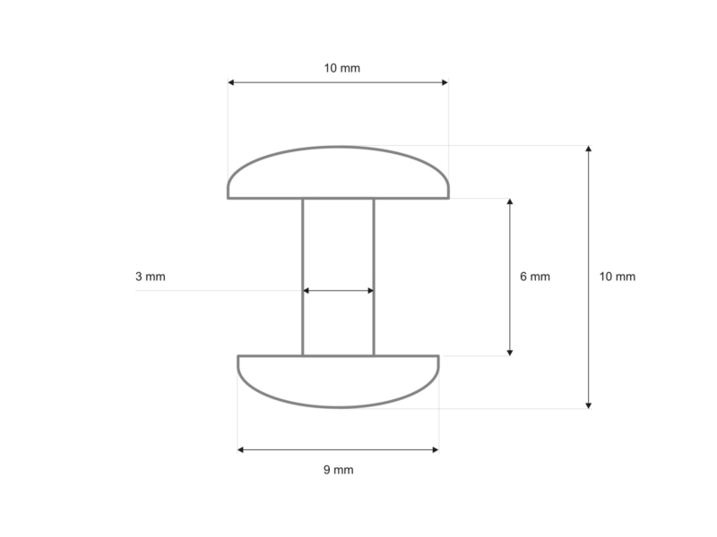 METAL    RIVET TWO-SIDED LUX 10/3/9 MM BLACK NICKEL