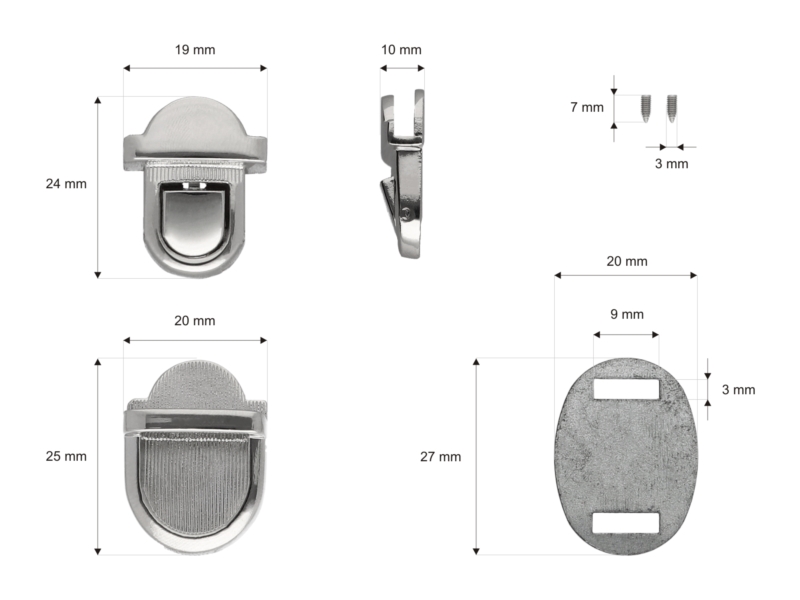 Briefcase lock 20/27 mm a18 luiza nickel 42 pcs
