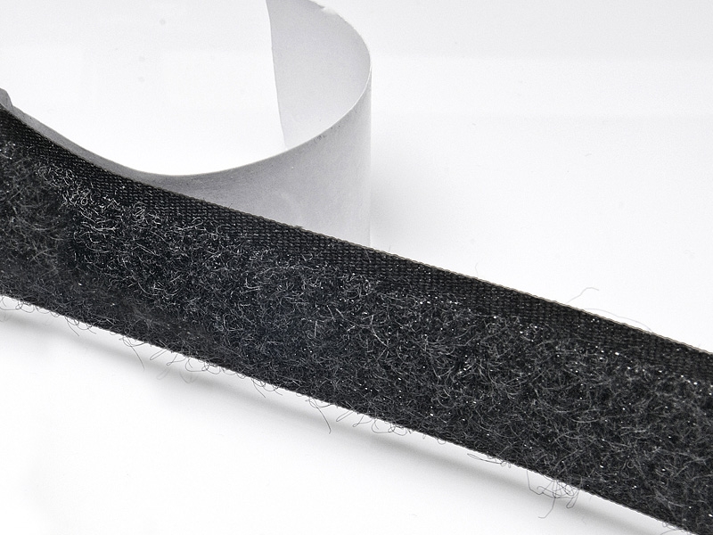 Hook and loop tape with glue  black 580 polyester/nylon loop 25 mb