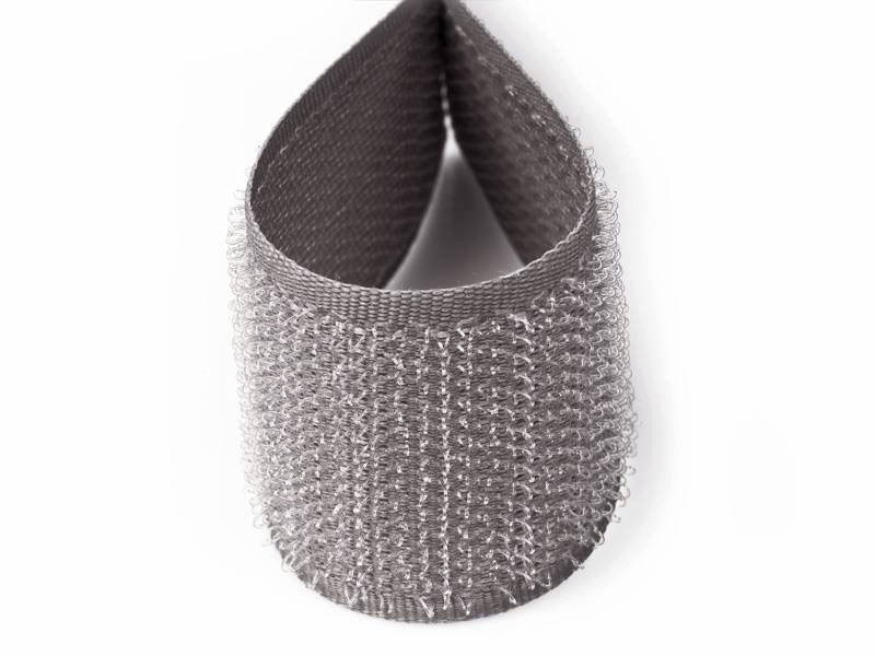 Hook and loop tape  grey 134 polyester/ny hook 25  mb