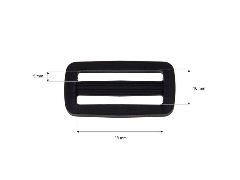 Plastic slide buckle 38/16 mm Ignacy black 100 pcs
