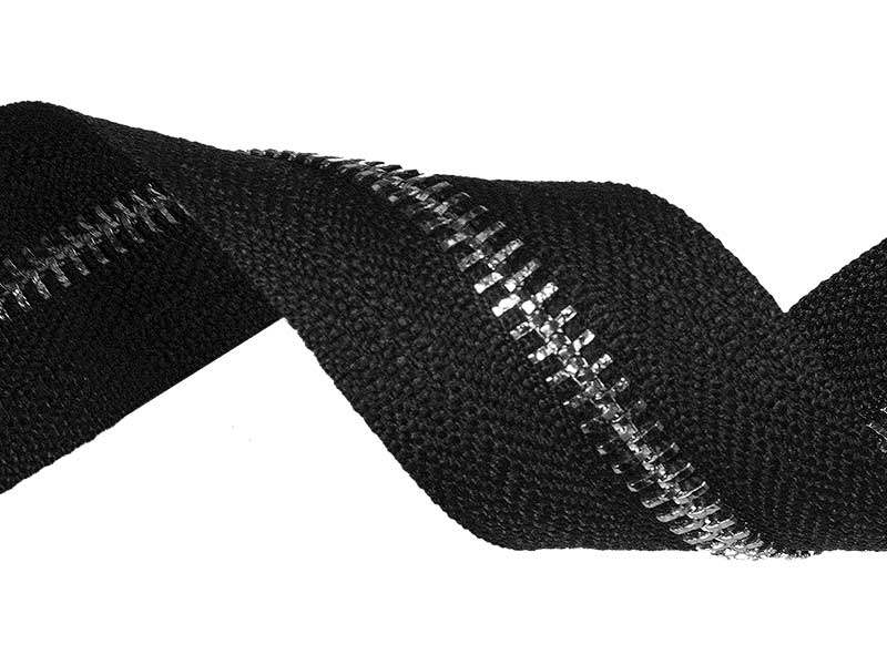 REIßVERSCHLUSSBAND AUS METALL POLYESTER AUS METALL 8  (580) SCHWARZ NICKELGLANZ LM