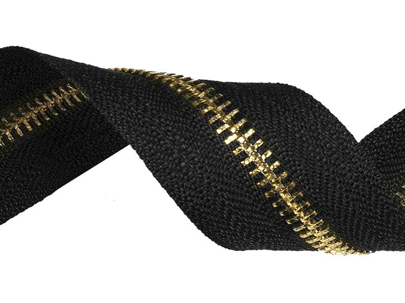 REIßVERSCHLUSSBAND AUS METALL   POLYESTER AUS METALL 8  TWO WAYS&nbsp (580) SCHWARZ GOLDGLANZ LM