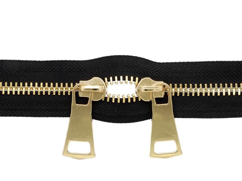REIßVERSCHLUSSBAND AUS METALL   POLYESTER AUS METALL 8  TWO WAYS&nbsp (580) SCHWARZ GOLDGLANZ LM