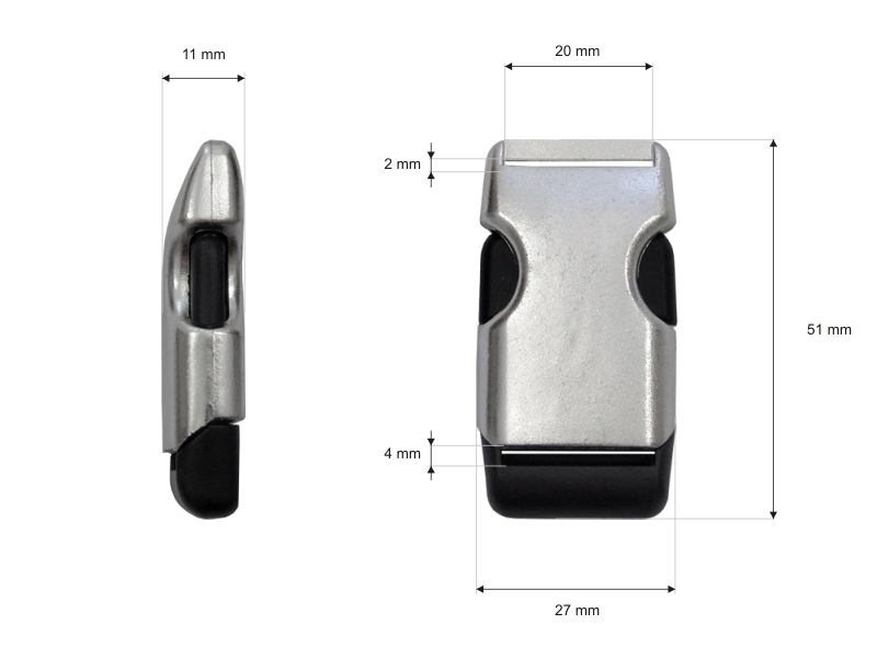 Plastic buckle 20 mm bogna black 100 pcs