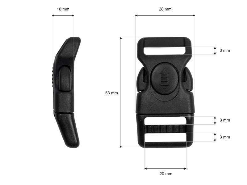 Plastic buckle 20 mm celina black frost resistant 100 pcs
