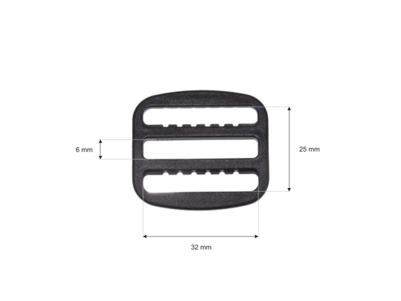 Plastic slide buckle 32/25 mm black 100 pcs