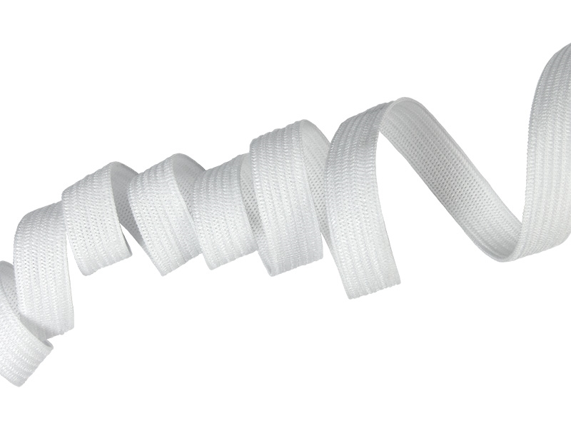 Elastischer band flach gestrickt 10 mm (501) weiß polyester 100 lm