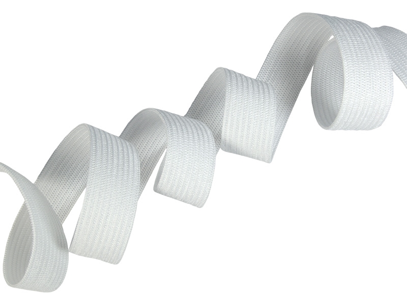 Knitted elastic tape 25 mm (501) white polyester 25 mb