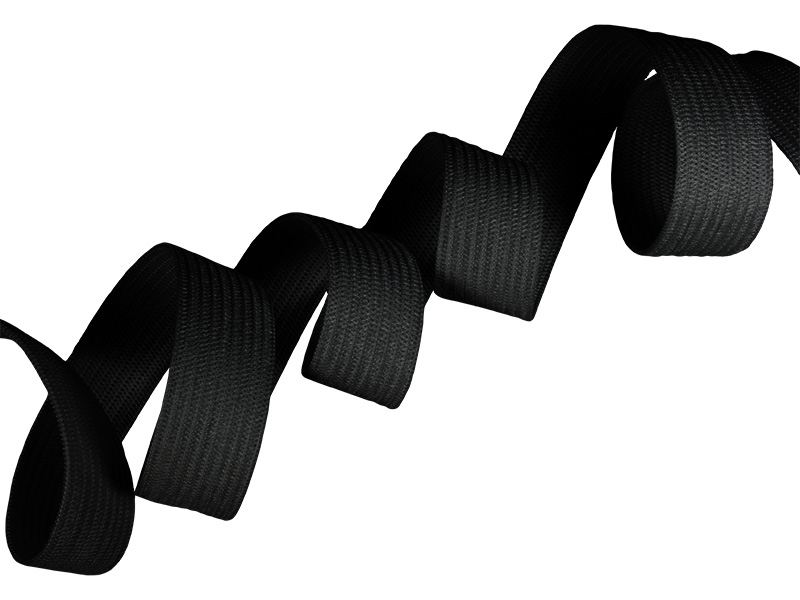 Flat knitted elastic band 25 mm (580) black polyester