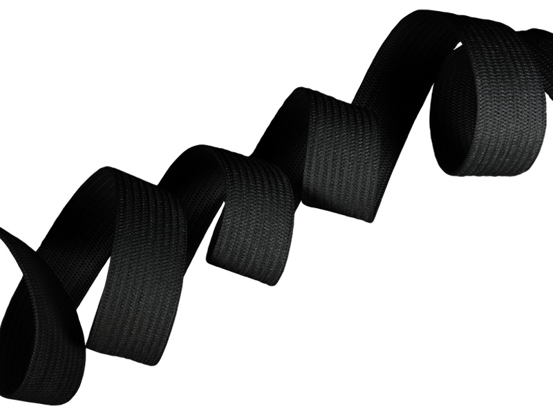 Flachgestricktes flexibles Band 50 mm (580) schwarzer Polyester