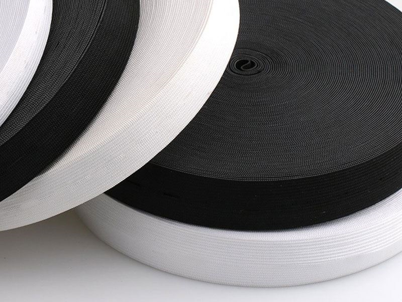 Flachgestricktes flexibles Band 50 mm (580) schwarzer Polyester