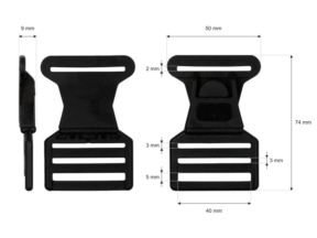 Klamra plastikowa 40x75 mm Tola 1 czarna