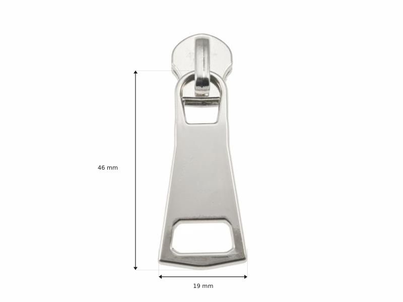 EXTRA SHINING SLIDER FOR NYLON ZIPPER TAPES 8 NON LOCK 0295-3049 GLOSSY NICKEL 1 PCS