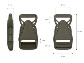 Klamra plastikowa 25x63 mm Olga khaki