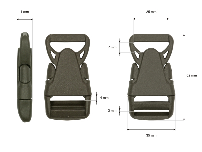 Plastic buckle 25 mm olga&nbspkhaki 100 pcs