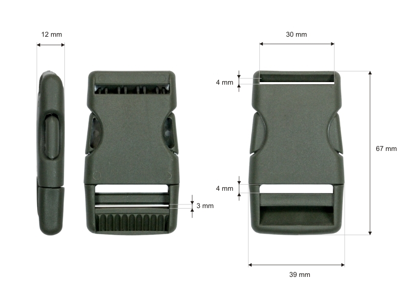 Plastic buckle 30 mm laura olive 100 pcs