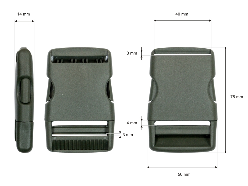 Plastic buckle 40 mm laura olive 100 pcs