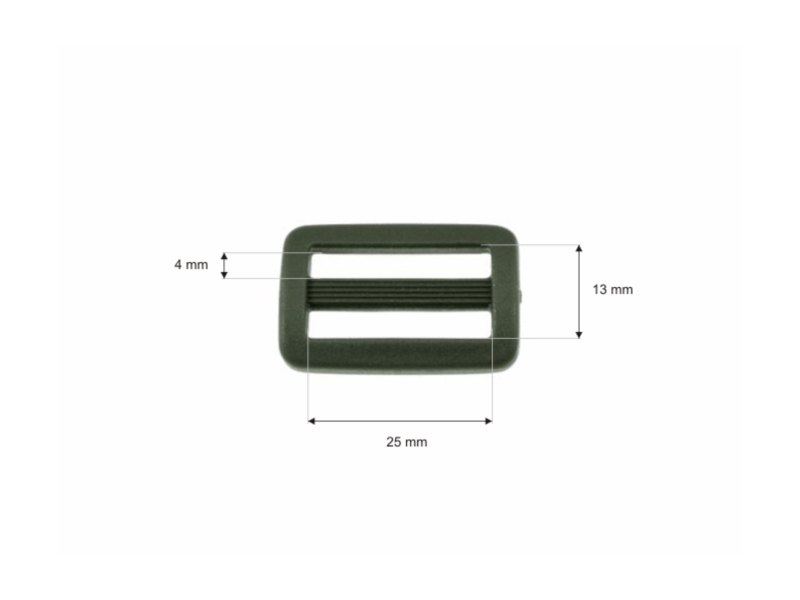 Plastic slide buckle 25/13 mm Ignacy olive 100 pcs