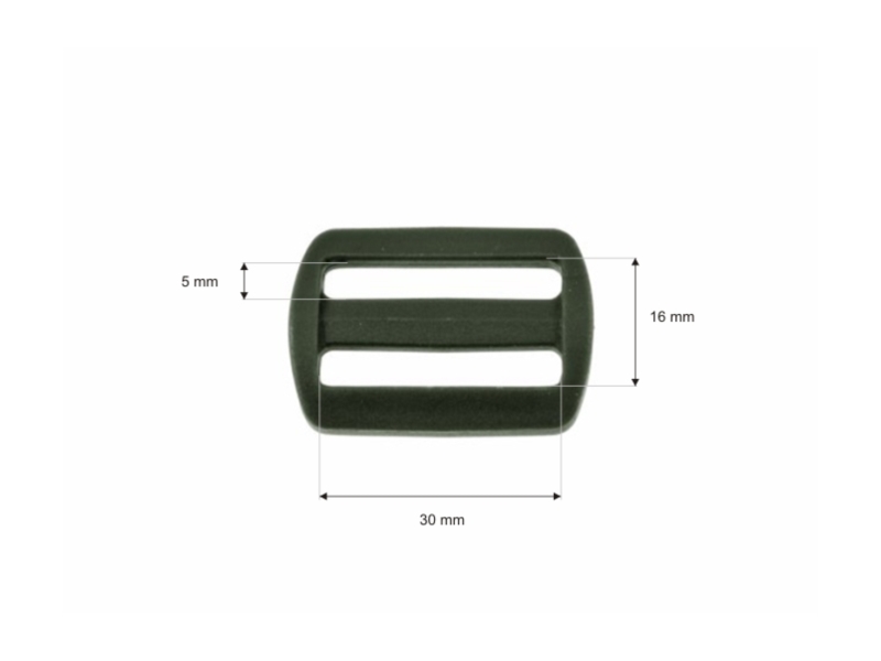Plastic slide buckle 30/16 mm Ignacy olive 100  pcs