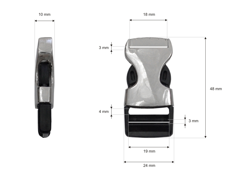 Klamra plastikowa 20 mm czarna + nikiel