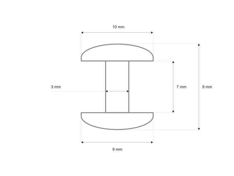 METAL   RIVET TWO-SIDED LUX 10/3/9 MM NICKEL