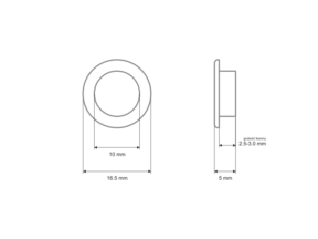 Nierdzewne oczko metalowe z podkładką 10/16,5/5 mm nikiel