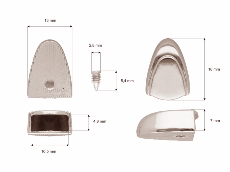 Metal fitting for zip tape glossy nickel 100  pcs