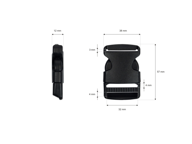 Plastic buckle 32 mm michalina black 100 pcs