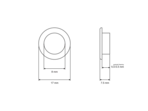 Nierdzewne oczko metalowe wzmocnione  8/17/7.5 mm nikiel