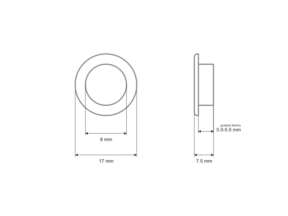 Nierdzewne oczko metalowe wzmocnione  8/17/7.5 mm złoto