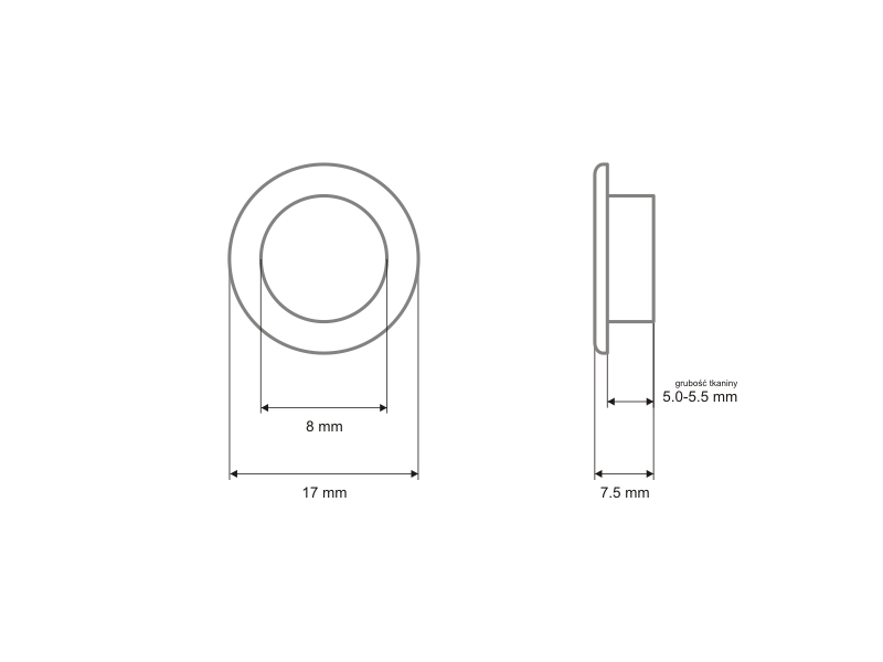 ROSTFREI  ÖSE AUS METALL MIT UNTERLEGSCHEIBE 8/17/7,5 MM GOLD 100 ST.